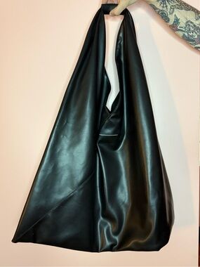 MM6 Maison Margiela Black leather large Tote